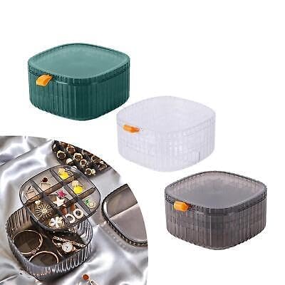 JAMBUVANTI(1Pcs Jewelry Organizer Box, 3-Layers Clear Jewelry Box with Lid, Earring Box Display Holder for Earrings, Rings, Necklaces, Bracelets, Earring Organizer for Travel Multicolor