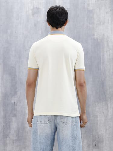 Image of WROGN Men's 240 GSM Cotton Pique Polo T-Shirt | Jacquard Collar Design | Slim Fit