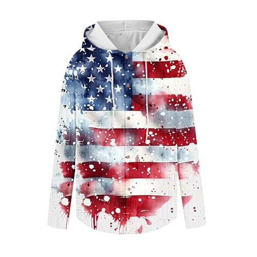American Flag Button Down Shirt Men Plus Size Patriotic T-Shirt Long Sleeve Late Summer Teen Fashion Vintage Tops 20254