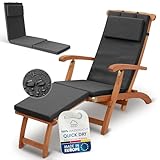 Beautissu Deckchair Auflage – 175x45 cm Polsterauflage für Liegestuhl – 100% wasserdicht & wetterfest – Schnell trocknende Liegenauflage, Gartenstuhlkissen – Outdoor Polster – Anthrazit