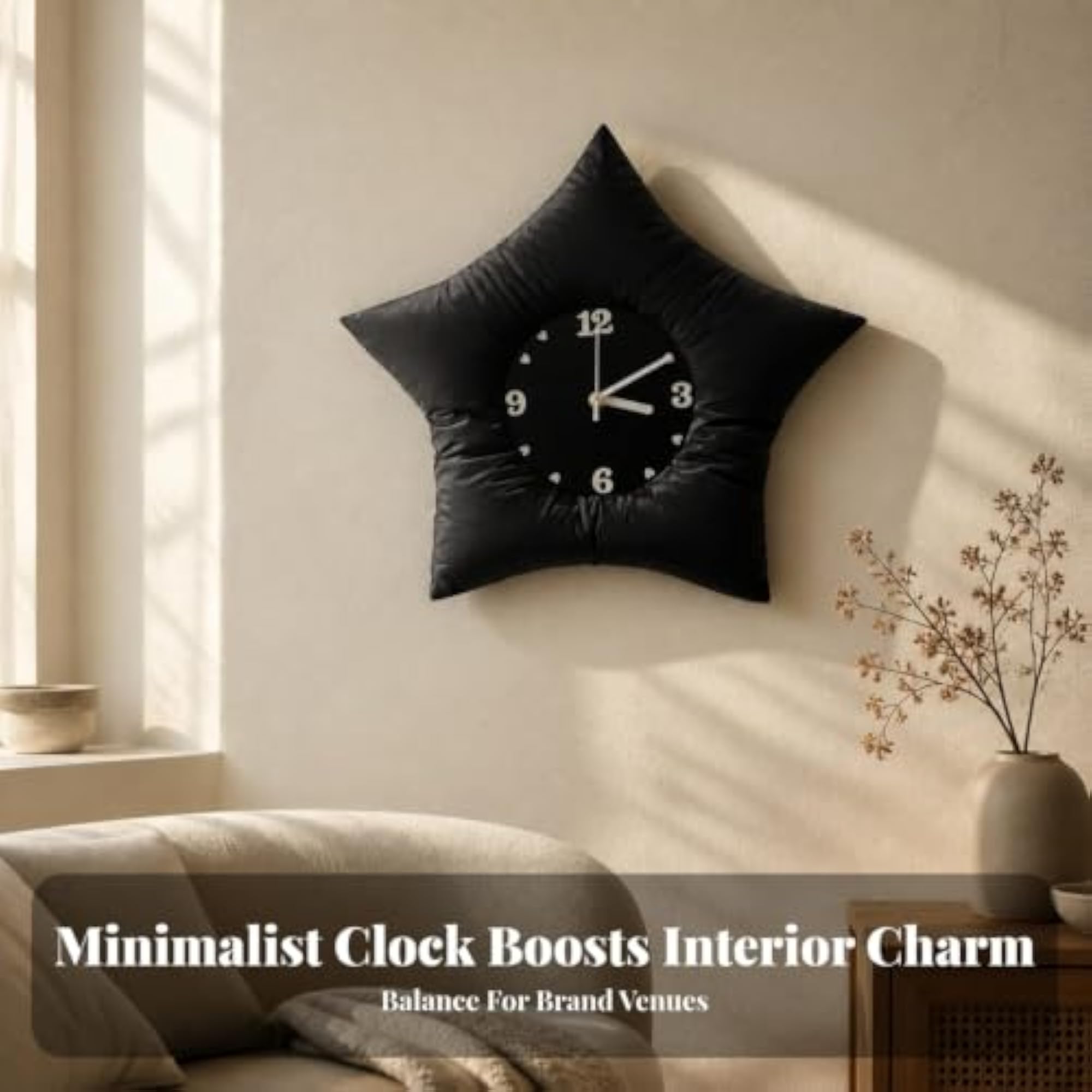 Whimsical Star Cushion with Clock Face, Stylish Aesthetic for Bedroom