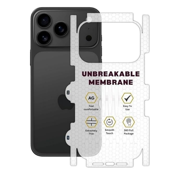 Image of FabeKee Back Screen Protector | Transparent Matte TPU Film Scratch Guard, Case-Friendly, Compatible with iPhone 17 Pro Max (Back & Side)