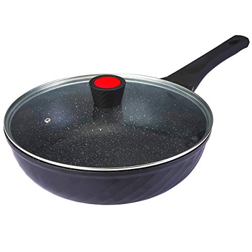 Cainfy Woks and Stir Fry Pan with Lid, Nonstick Wok Pan Induction Compatible 12 Inch