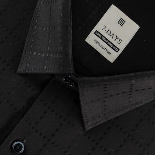 Image of 7-DAYS Men's Premium Formal Shirts - Regular Fit, Full Sleeve, 100% Pure Cotton, Self-Design, with Pocket - Stylish Office Shirts for Men