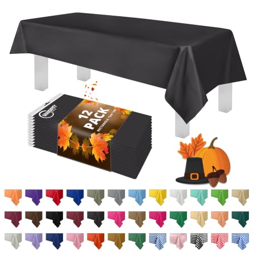 Grandipity Plastic Table Cloth Disposable 12 Pack 54” x 108” Rectangle