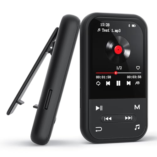 128GB Clip MP3 Player with Bluetooth 5.3, Music Player with FM Radio & Voice Recorder, E-Book, Portable Music Player Running & Workout, Supports up to 512GB, Earphones Included