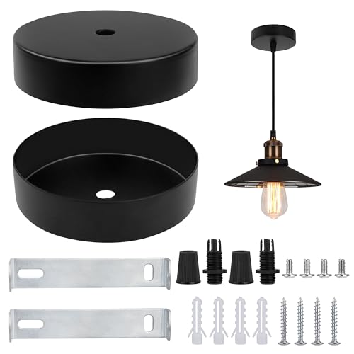 QIMEI-SHOP Deckenbaldachin Schwarz Metall Lampenbaldachin Runde Baldachin...