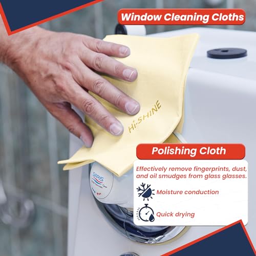 Hi-Shine 10 Next Generation Microfibre Cloth 40x40cm – Chemical Free Microfibre Cleaning Cloth for Glass, Glasses, Stainless Steel, Shiny Surfaces, Window - Yellow