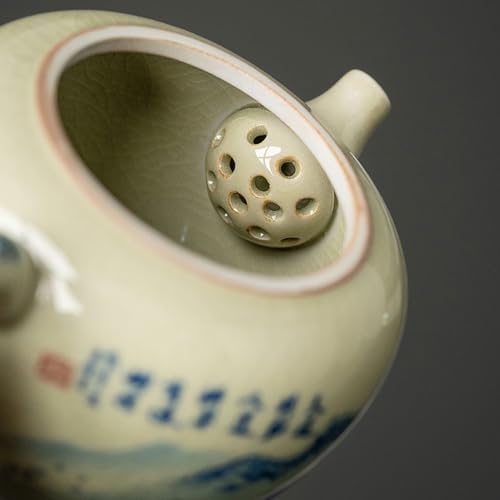 Tetera pequeña de cerámica con filtro para té suelto miniatura 3