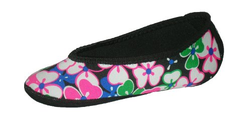 Ballet Flats Women's Shoes, Foldable & Flexible Flats, Slipper Socks, Travel Slippers & Exercise Shoes, Dance Shoes, Yoga Socks, House Shoes, Indoor Slippers, Black Flowers, Small