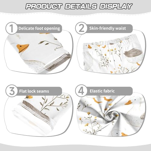 White Goose Floral Girls Casual Leggings for Kids Printed Long Pant Bottoms Stretch and Soft3