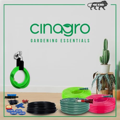 Image of Cinagro 10 Meter 0.5 inch Heavy Duty 3 Layered Braided PVC Garden Hose Pipe with Tap Adapter & 3 Clamps, Water hosePipe for Garden, Car Washing, Garden Pipe for Home (32.8 feet, Green) | With Tap Adapter, 3 Clamps, Heavy Duty, Flexible, Car Wash, Garden Watering