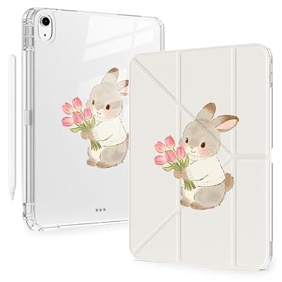 BlHMCASE Cute Kawaii Bunny Flower for iPad Pro 11 Inch Case (M5/M4) 2025/2024 with Pencil Holder, Auto Sleep/Wake, White Leather Acrylic Back Detachable Cover