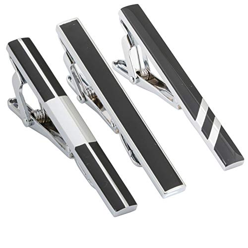 GWD Mens Tie Bar Clip 2.1 Inch, Silver-Tone, Black, Gray (A Style)
