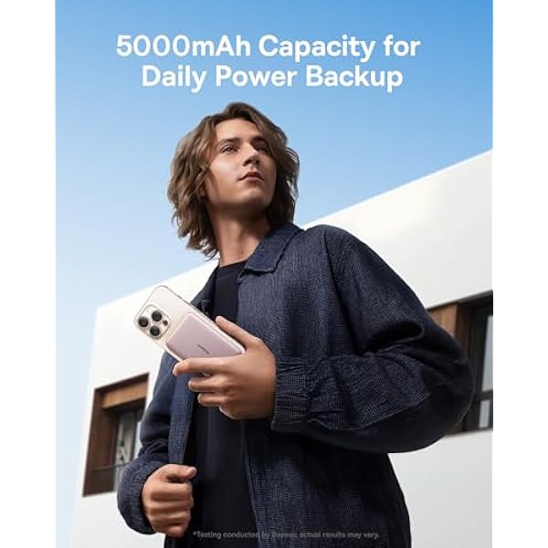 Baseus Picogo AM41 Power Bank Ultra Slim 5000 mAh Magsafe Powerbank szybkie ładowanie PD 20 W przenośny bezprzewodowy magnetyczny akumulator zewnętrzny do iPhone 17 16 15 14 13 12 Różowy