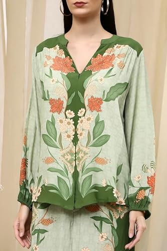 Image of Asmeriyo Women Printed Co Ord Set with Side Pocket | Women 2 Pic Kurta Set I Fancy Kurta Set | Stylish Kurti Outfit | Co-Ordination Wear | Festive and Casual wear (C-209-A-B-19-02)
