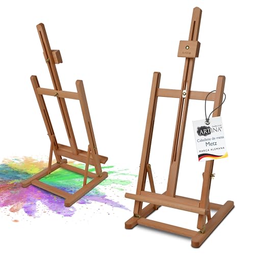 Artina Caballete de Mesa Profesional Metz XXL de Haya - Caballete para lienzos de Altura MAX. 57 cm - Adecuado para Todas Las Edades
