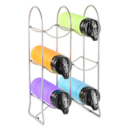Buruis 6 Bottle Countertop Wine Rack -Free-Standing Wine Holder for Red White Wine Storage - Foldable Space Saver Metal Wine Rack Water Bottle Holder (Silver)