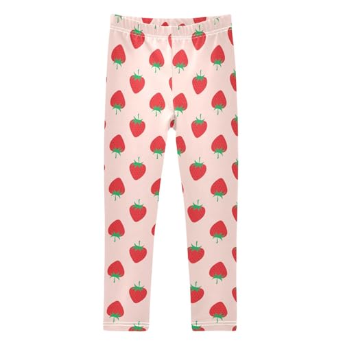 Girls Leggings Soft Toddler Ankle Length Bottoms Strawberry Print Kids Dance Yoga Pants 4-10 Years
