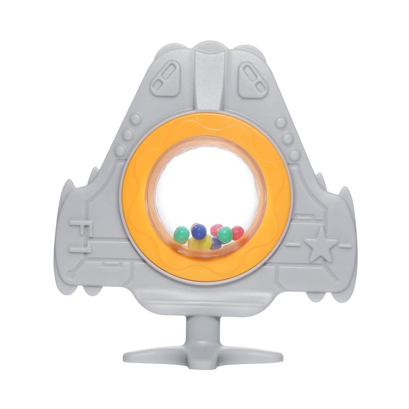 Image of MOPPETS Infant Soft Chew Silicone Rattle Teethers /Gum Massager (Grey Spaceship)
