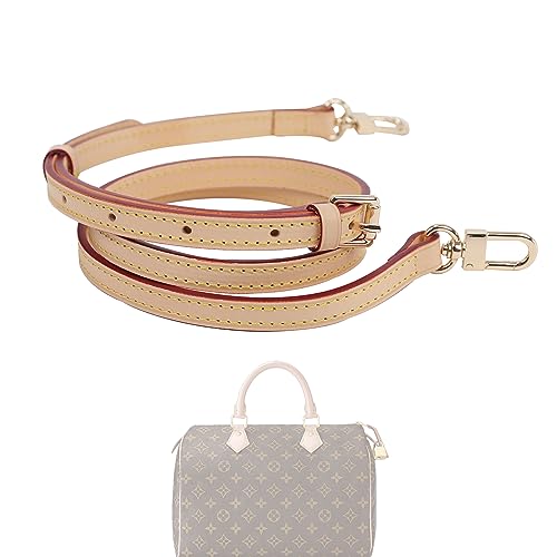 Image of Vachetta Leather Strap for Speedy Bag, Multi Length Handmade Adjustable Cowhide Crossbody Purse Strap for Handbag 【0.47 Inch Wide, Beige】