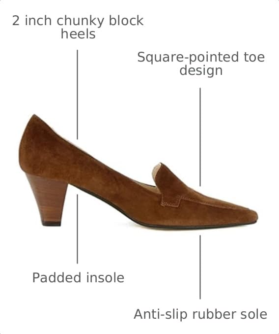 Image of LEHOOR Women Vintage Chunky Block Heel Pumps Shoes Square Pointed Toe Slip On Formal Office Work Business Loafers Shoes Suede Snakeskin Cone Heel Oxford Shoe Ladies Professional Chic Fall 4-11 M US