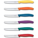 Victorinox Swiss Classic, Coltello da colazione, Coltello da pane, Lama affilata, seghettata, 11 cm, Manico in plastica, Acciaio inossidabile, Set da 6 Pezzi, Colorato