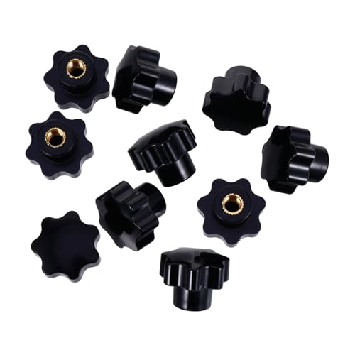 FUNOMOCYA 10pcs Plastic Clamping Nuts Knob Handles Plum Blossom Handle Star Knob Threaded Copper Nuts Knobs Nuts Washers for Machine Tools