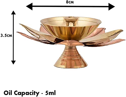 Image of Copper Lotus Kamal Diya for Pooja | Stylish Decorative Akhand Brass Table Diya for Arti (Pack of 10, Height: 1.5 Inch & Width: 3 Inch)