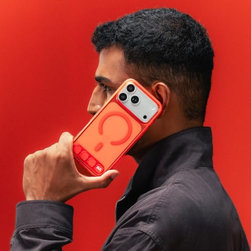 Image of DailyObjects iPhone 17 Pro Max Stack Clear Classic Case Cover | Compatible with MagSafe | Camera & Body Protection | Scratch Proof | Dual Hybrid Protection | Wireless Charging - Flamingo Orange