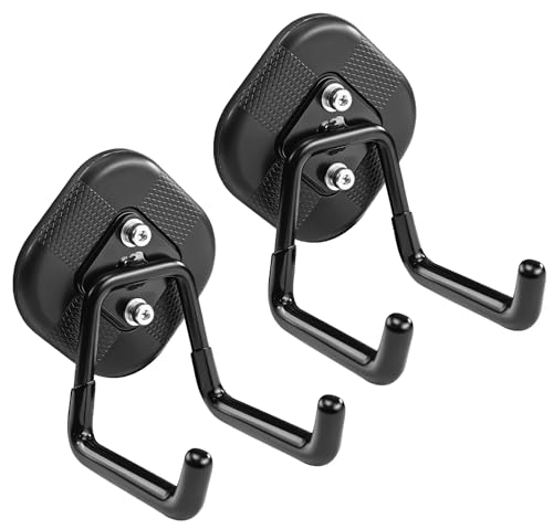 BPOPO 2 Pack Large Garage Magnetic Hooks for Hanging Strong Magnetic Tool Hooks and Utility Hooks with Anti-Scratch Rubber Coating Ideal for Garage Cruise RV and Workshop
