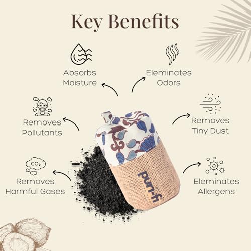 Image of Charcoal Air Purifier (Tropical Bloom) - Non-Electric, Reusable Odor & Moisture Absorber with Coconut Shell Charcoal for Home, Car, Closet & Office. 250g, Pack of 2