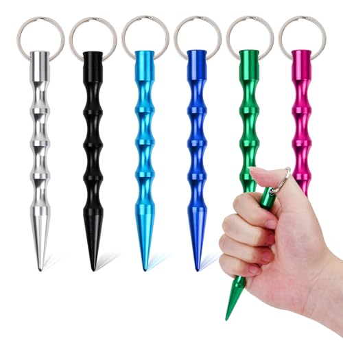 Dokeno 6 Piezas Kubotan, Llavero de Autodefensa, Llavero Seguro, Herramienta Anti-Lobo para Emergencias de Supervivencia al Aire Libre para Mujer Teen