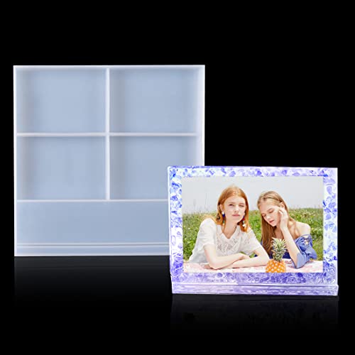 Voyyphixa Rectangle Resin Mold Picture Frame Silicone Mould Photo Frame Molds for Epoxy Resin Casting Tool Handmade Unique Large Square Photo Stand Crafts for Home Decor (Rectangular Mold)