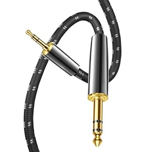 Kumiho 1/8 to 1/4 Cable Stereo Audio Cable 6.35mm 1/4″ Male to 3.5mm 1/8″ Male TRS Bidirectional Stereo Audio Cable for Guitar, Laptop, Home Theater Devices, Speaker and Amplifiers（5FT/1.5M