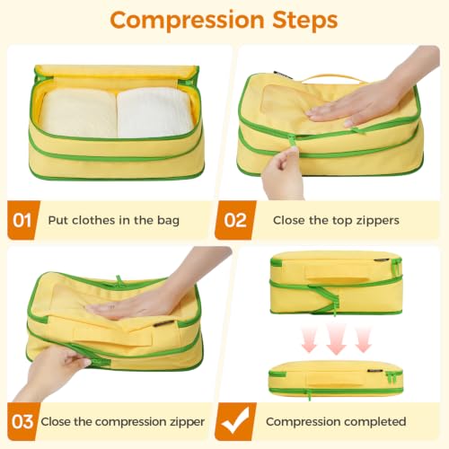 Image of BAGAIL Compression Packing Cubes for Travel Essentials, 6 Set-Yellow