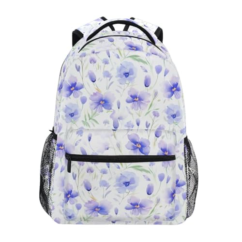 Sac à dos floral violet étudiant grand compartiment sacoche légère taille S