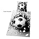 Herding 3D Effekt Bettwäsche-Set, Fußball, Kopfkissenbezug 80 x 80 cm, Bettbezug 135 x 200 cm, Mit leichtläufigem Reißverschluss, 100% Baumwolle/Renforcé, Grau/Weiß