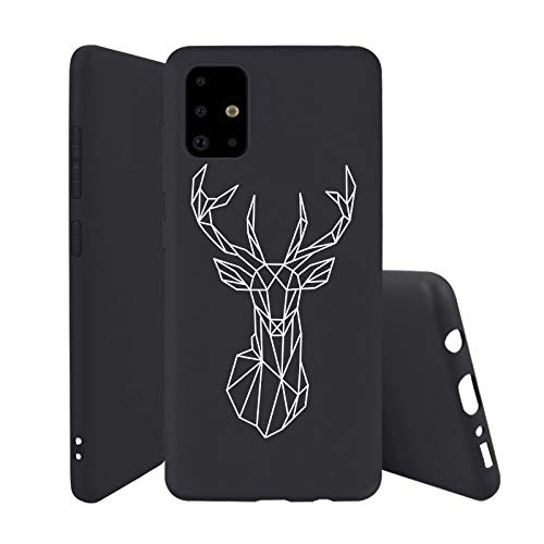 ChoosEU Compatible con Funda Samsung Galaxy A51 Silicona Negro Dibujos Creativa Carcasas para Chicas Mujer Hombres TPU Case Antigolpes Bumper Cover Caso Protección - Ciervo