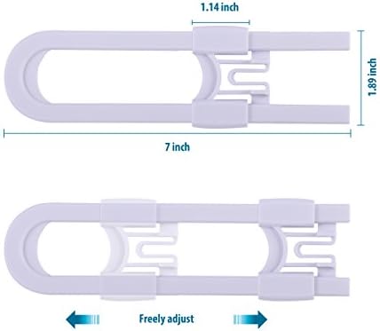 Sliding Cabinet Locks Baby Proofing – Adjustable Child Safety Latches for Knobs & Handles – 10 Pack – No Adhesive Drilling or Tools - White