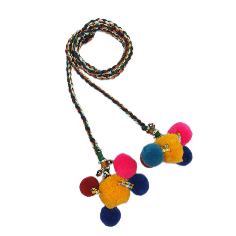 Multicolour Braided/Knitted Cord/Rope Belt with POMPOM and GHUNGROO for Women and Girl DIY-image-30