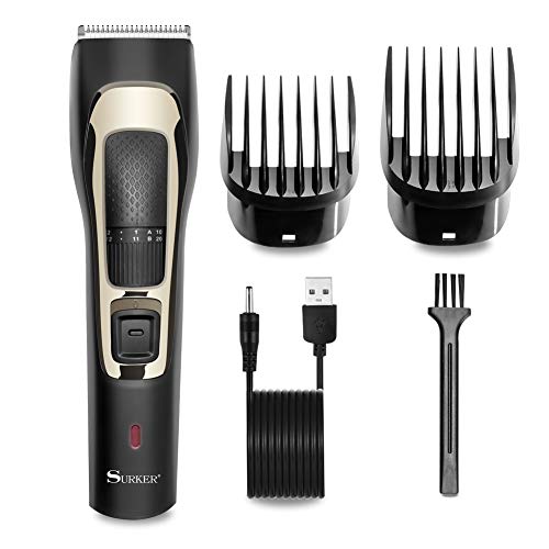 SURKER Mens Hair Clipper&Beard Trimmer for Men Hair Cutting Kit Cordless Grooming Set Barber Clipper USB Rechargeable