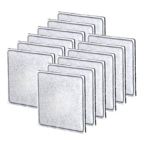 Dollform 12 Pack Filters Replacement Compatible with Premier Pet Fountain Cat Water Fountain Replacement Filters Square Charcoal Filter Compatible with Premier Pet Fountain (12)