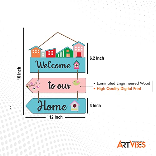 Artvibes Welcome Quote Decorative Wall Art Wooden Wall Hanger for Living Room