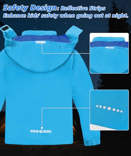 Image of Boys Rain Jacket Kids Lightweight Rain Jackets Waterproof Hooded Windbreaker Outdoor Coats for Boys Girls