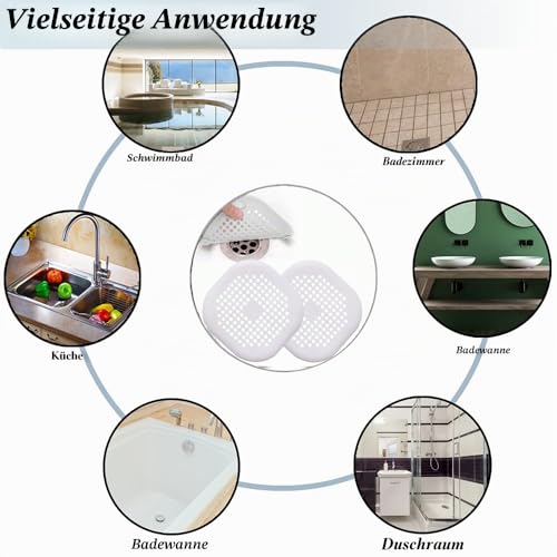 2 Stück Abflusssieb Silikon, Abflusssieb Dusche Haarfänger Badewanne Abflussabdeckung, Abflusssieb für Badezimmer Badewanne und Küche (2 Weiß)