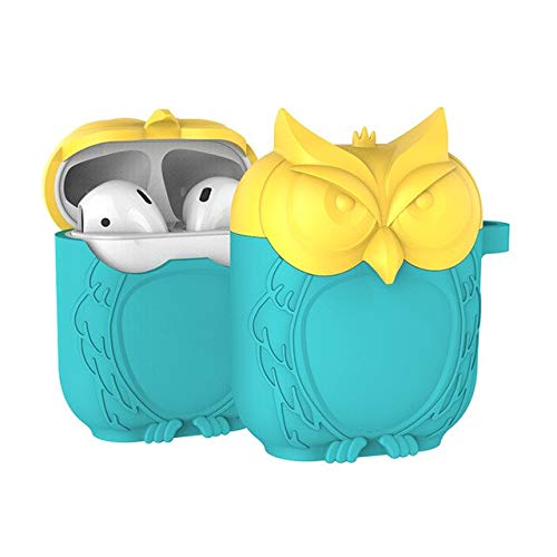 Image of Rapidotzz Protective Case Silicone Cover Cute Cartoon Owl Shape Case Cover with Hook for Apple Airpods