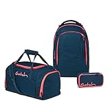 satch Sleek Schulrucksack Set 3tlg. mit Sporttasche und Schlamperbox (Pink Phantom)