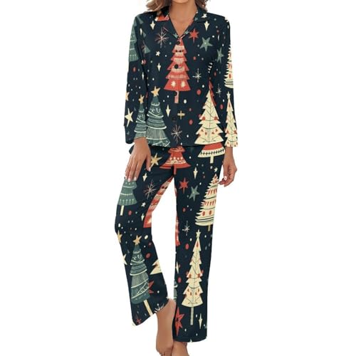 Pyjama femme 2 pièces imprimé arbre de Noël grande taille vêtement d'intérieur