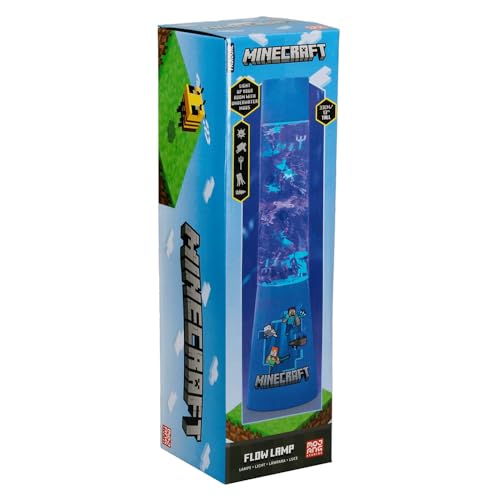 Paladone Minecraft Glitter Flow Lamp, Night Light Mood Lighting Lámpara Plastic, Negro